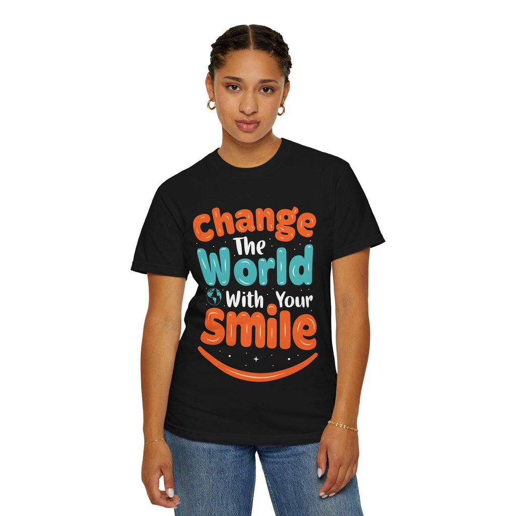 Kindness Smile Tee | Garment-Dyed Navy Cotton T-Shirt