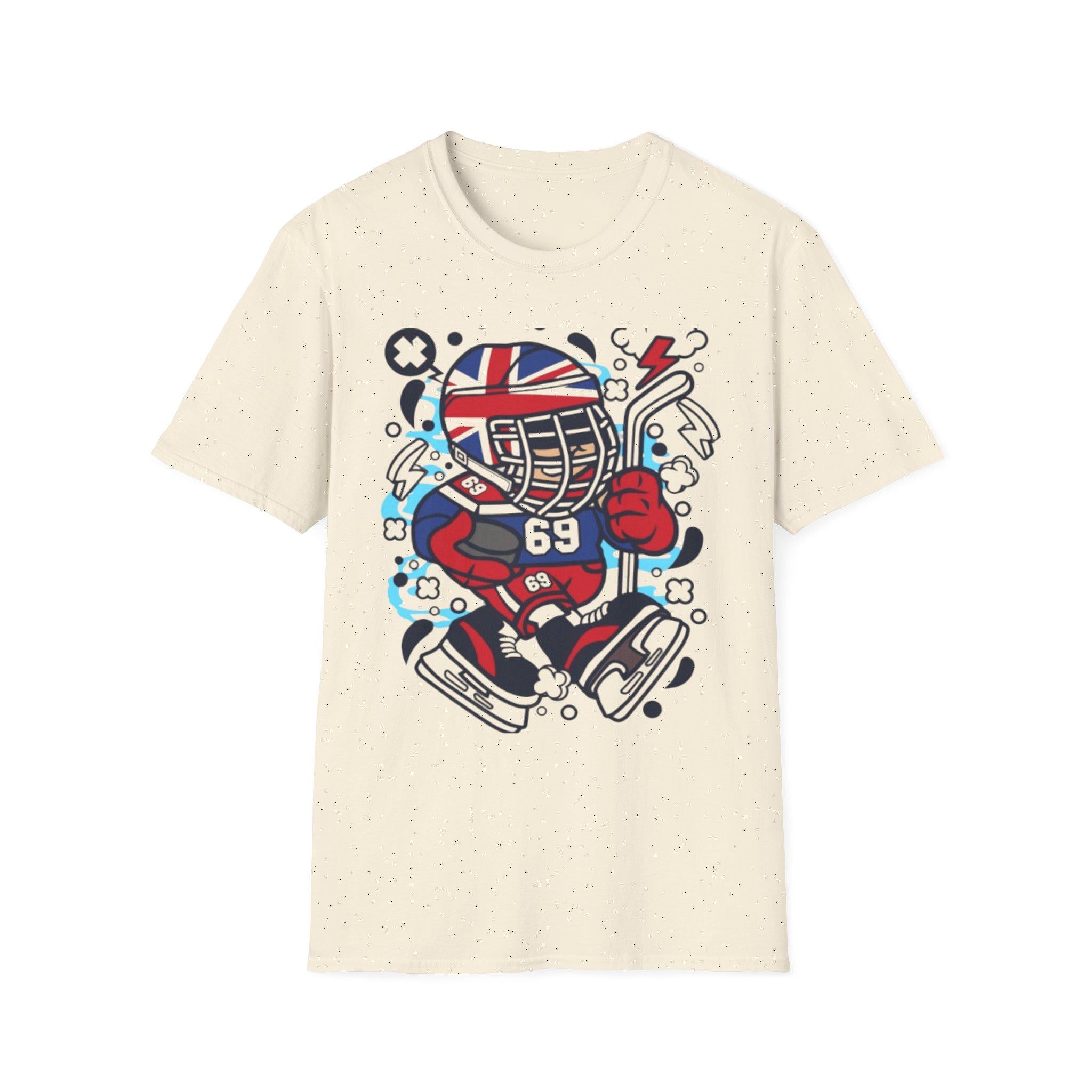 British Hockey Player T-Shirt | Union Jack Ice Hockey Graphic Tee | Sports Fan Gift Shirt