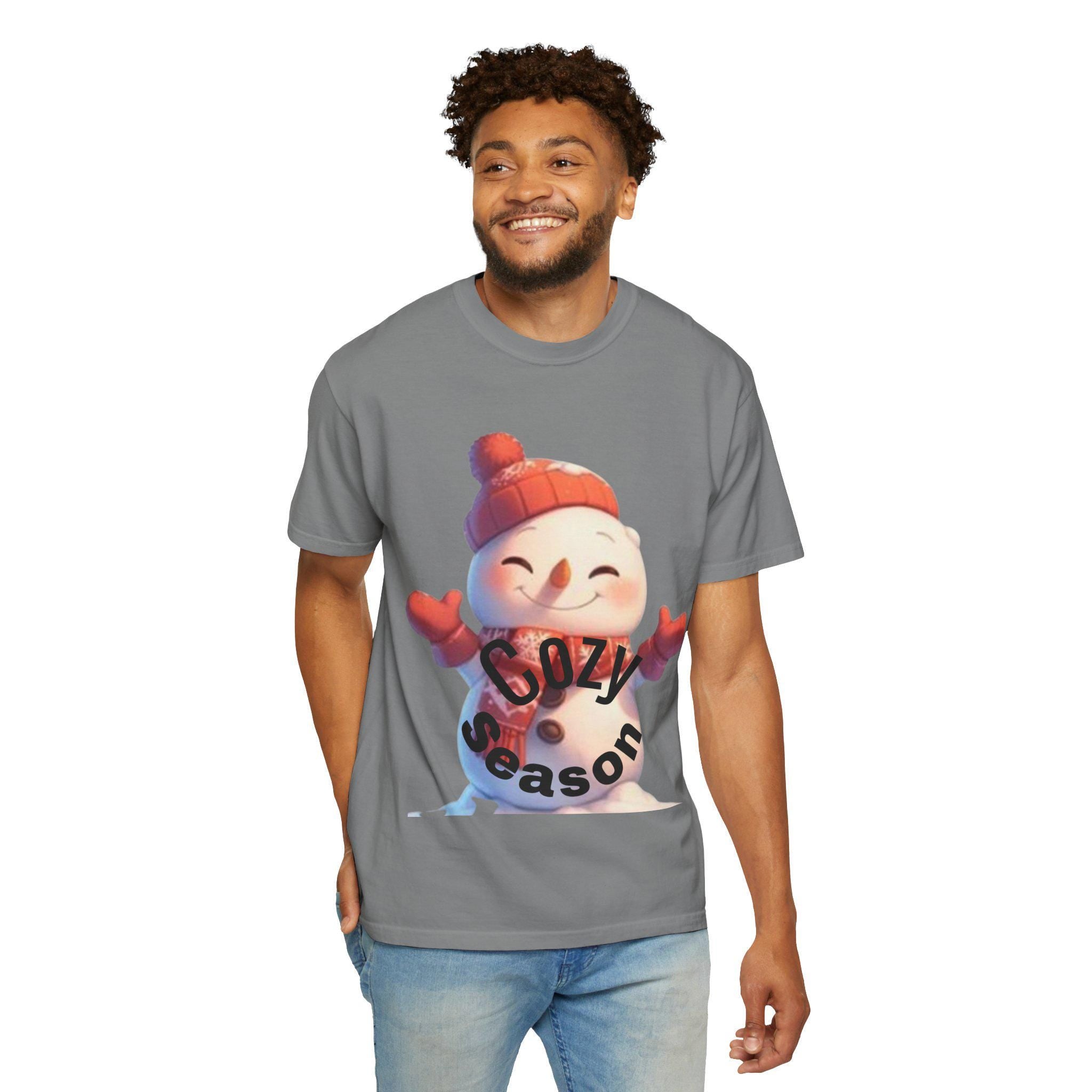 Cozy Season Snowman T-Shirt | Hand-Drawn Winter Graphic Tee