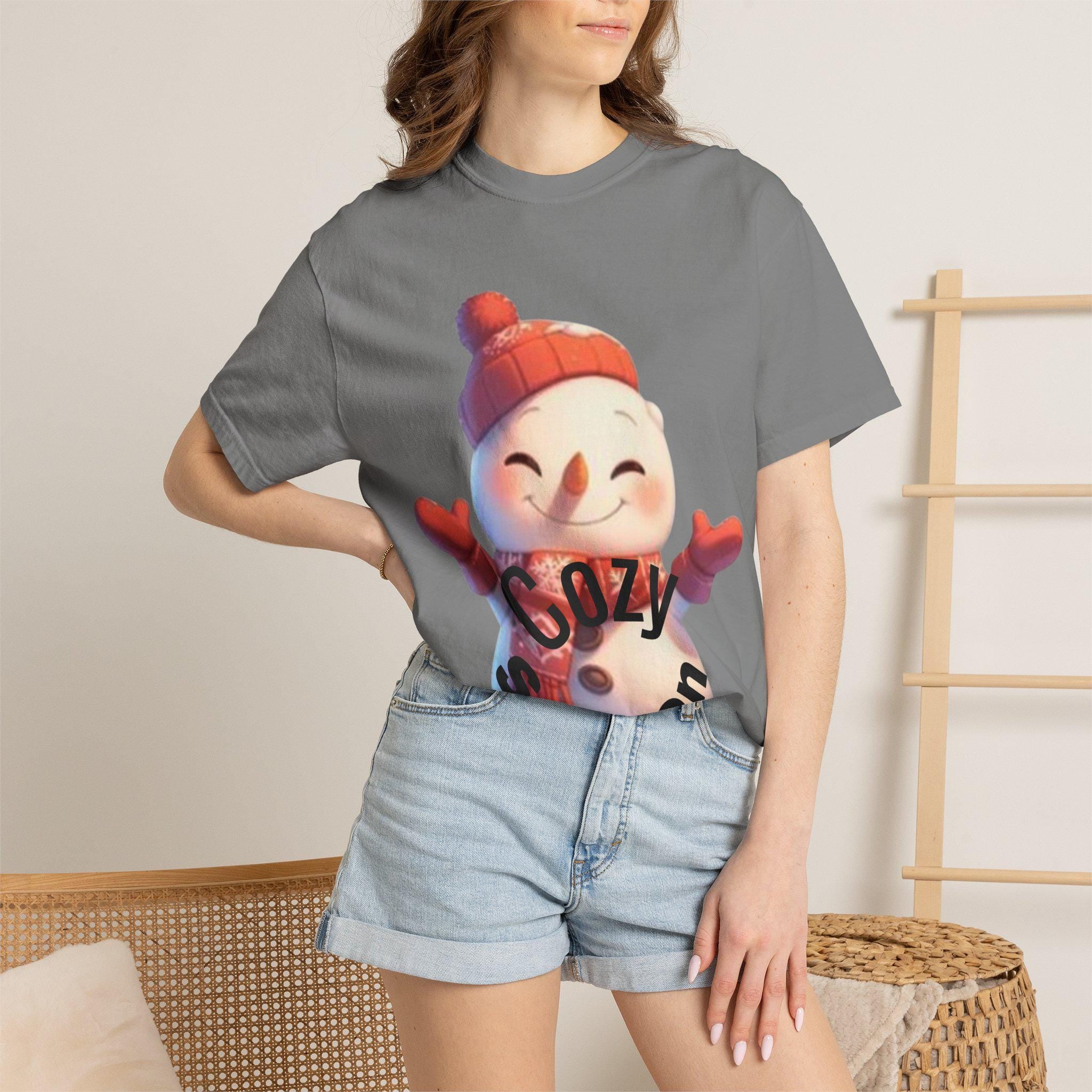 Cozy Season Snowman T-Shirt | Hand-Drawn Winter Graphic Tee