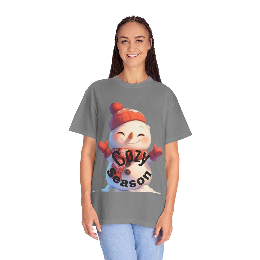 Cozy Season Snowman T-Shirt | Hand-Drawn Winter Graphic Tee