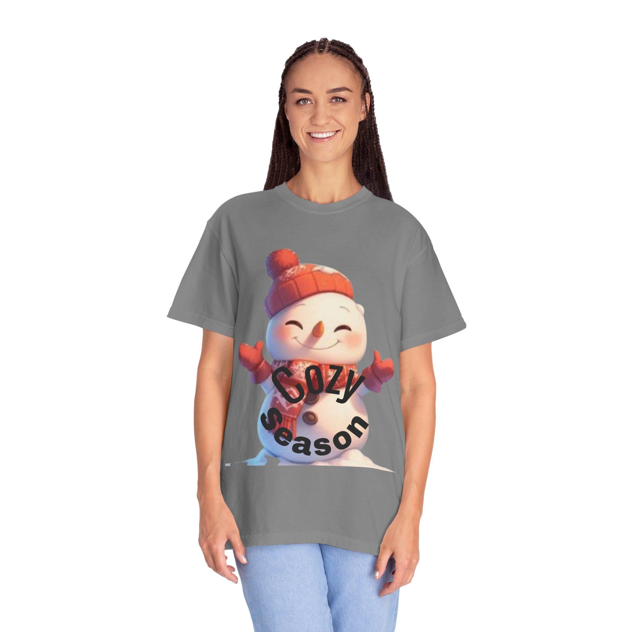 Cozy Season Snowman T-Shirt | Hand-Drawn Winter Graphic Tee