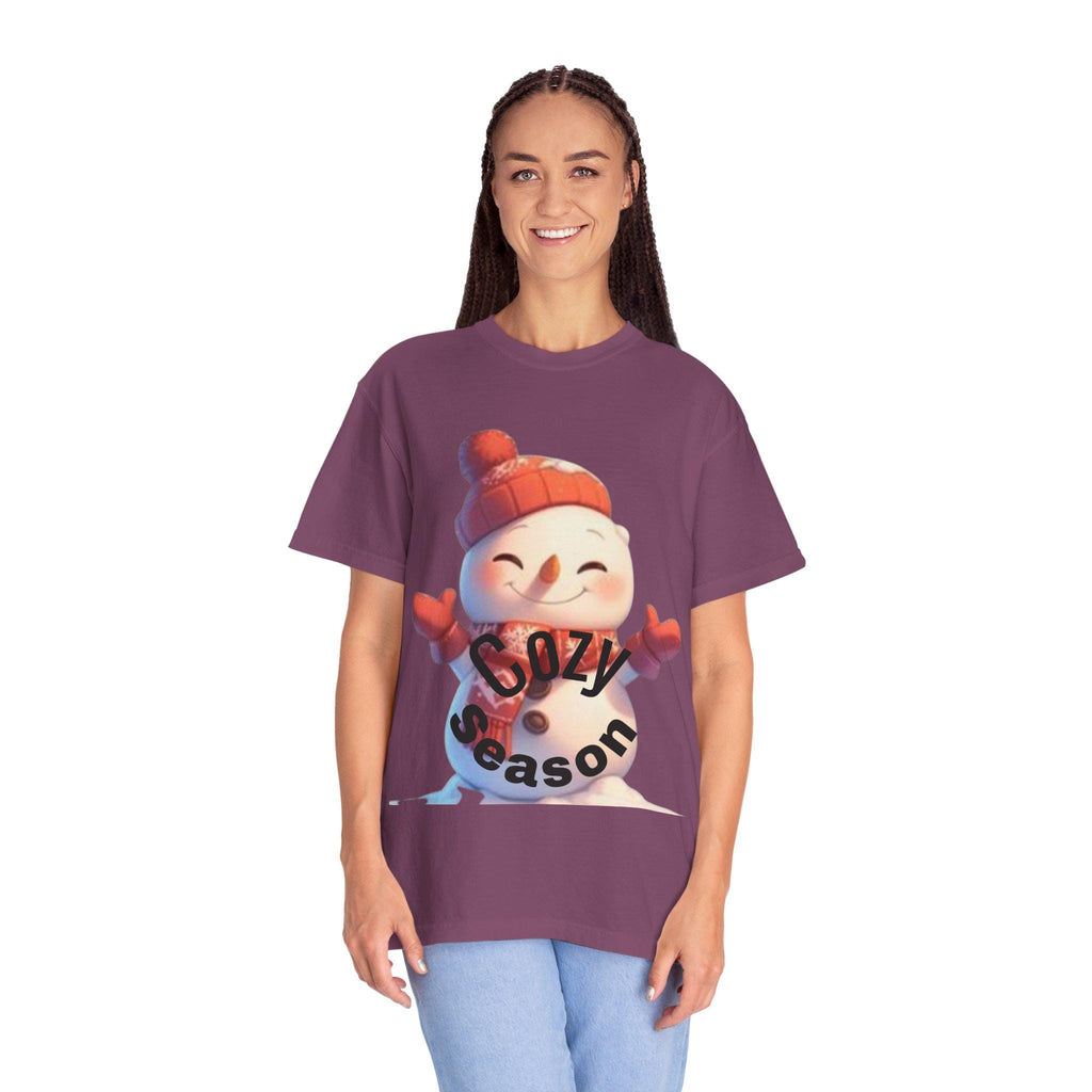 Cozy Season Snowman T-Shirt | Hand-Drawn Winter Graphic Tee