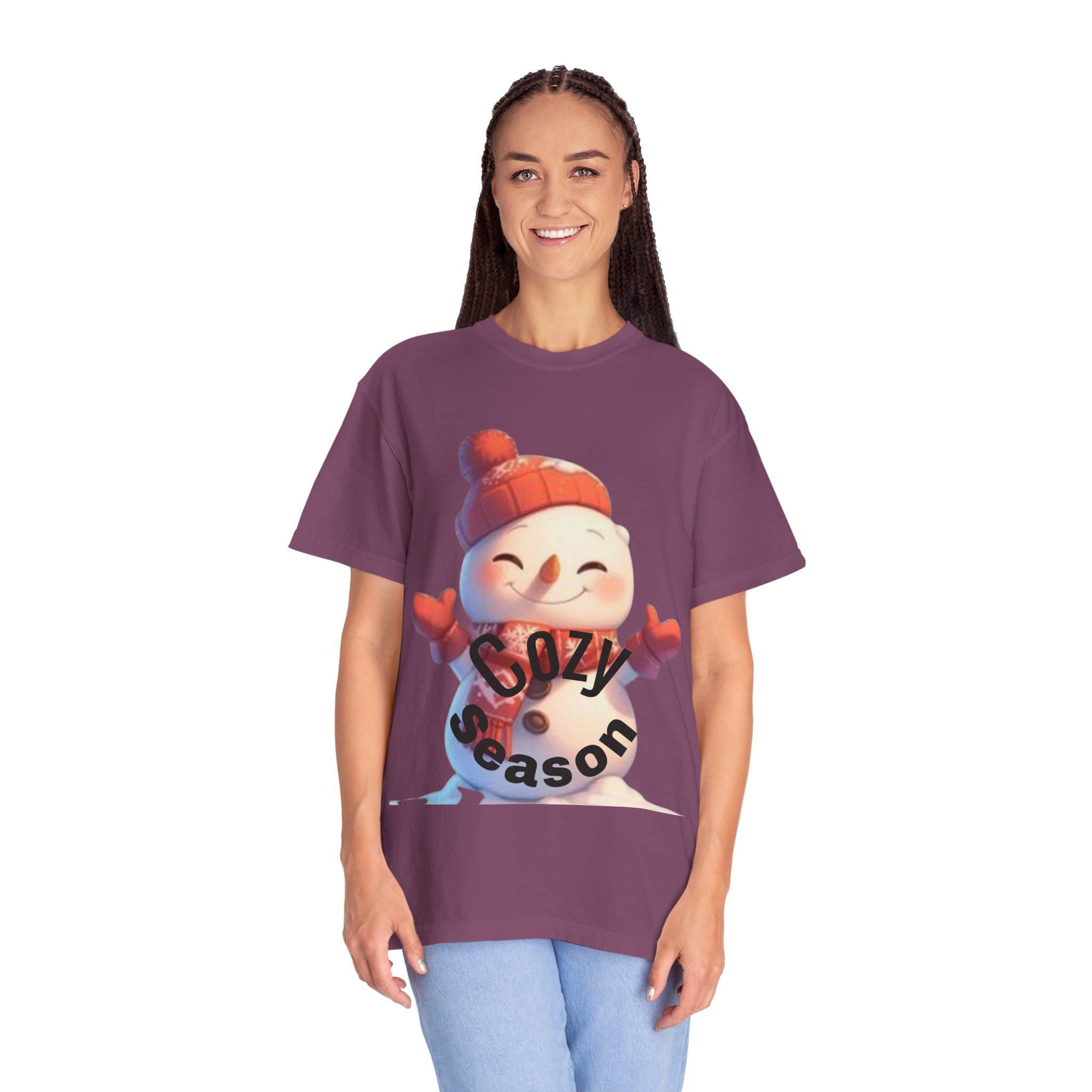 Cozy Season Snowman T-Shirt | Hand-Drawn Winter Graphic Tee