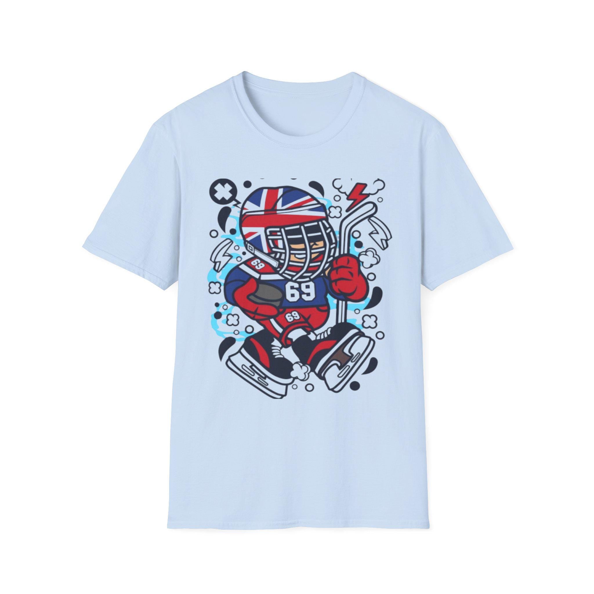 British Hockey Player T-Shirt | Union Jack Ice Hockey Graphic Tee | Sports Fan Gift Shirt
