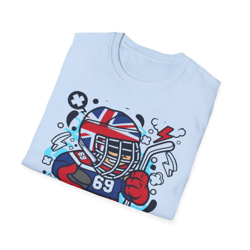 British Hockey Player T-Shirt | Union Jack Ice Hockey Graphic Tee | Sports Fan Gift Shirt