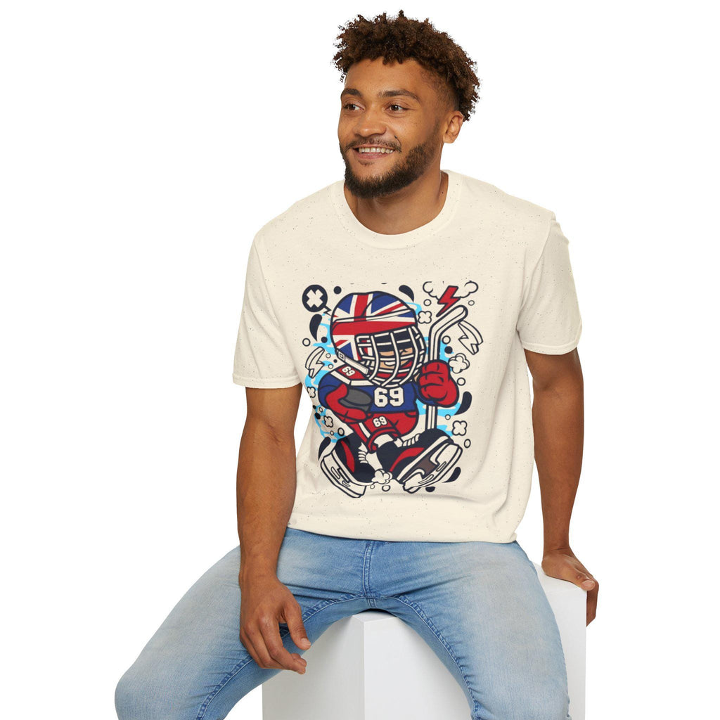British Hockey Player T-Shirt | Union Jack Ice Hockey Graphic Tee | Sports Fan Gift Shirt