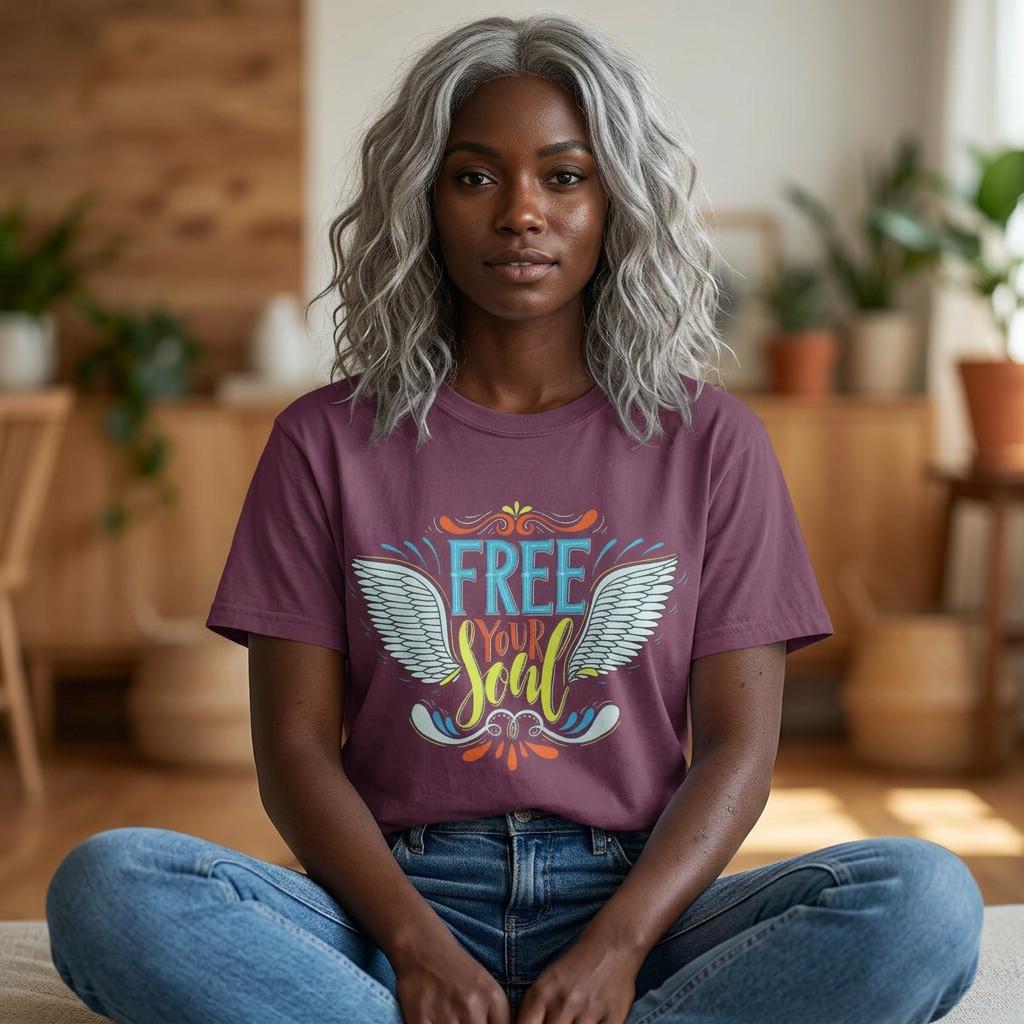 Free Your Soul Shirt | Angel Wings Graphic Tee | Inspirational Quote Gift