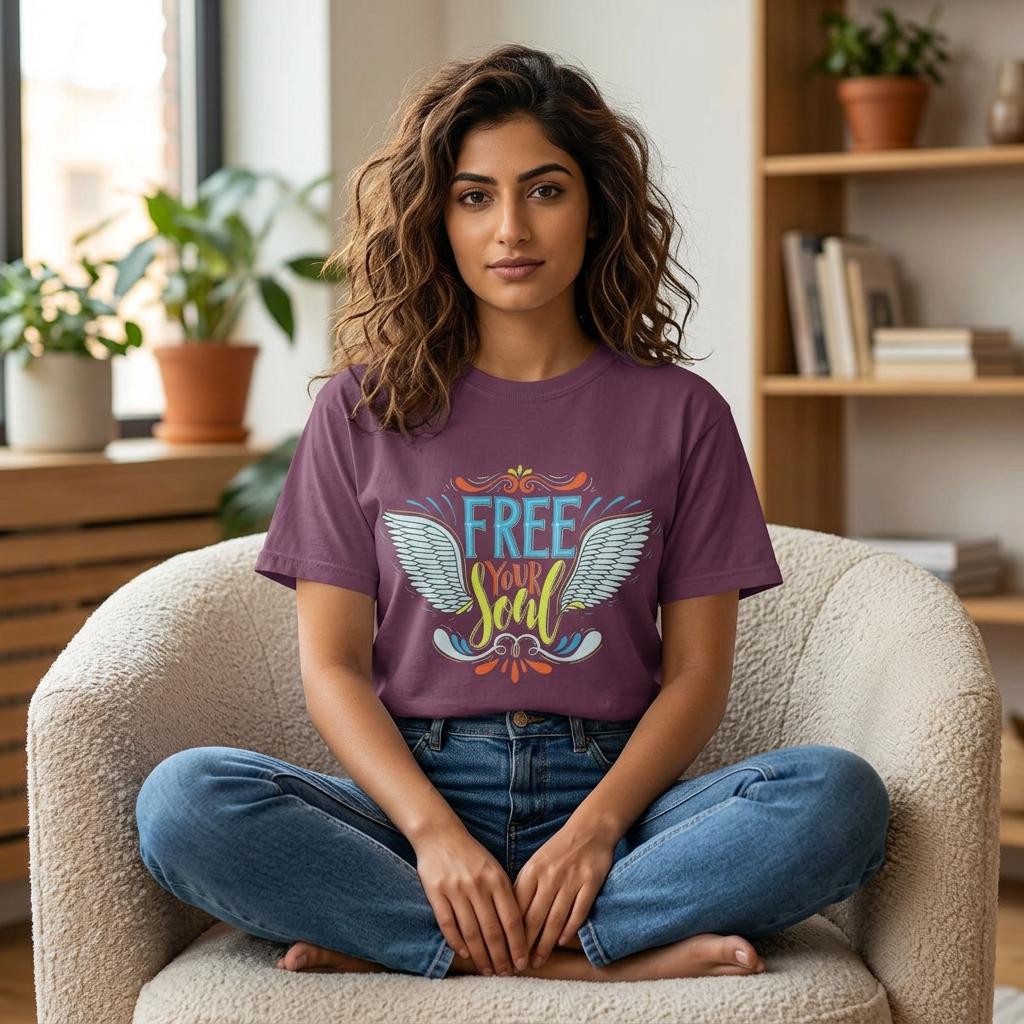 Free Your Soul Shirt | Angel Wings Graphic Tee | Inspirational Quote Gift