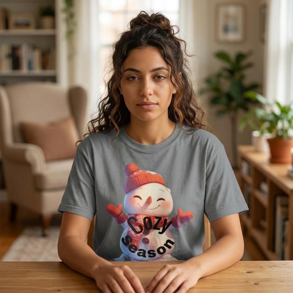 Cozy Season Snowman T-Shirt | Hand-Drawn Winter Graphic Tee