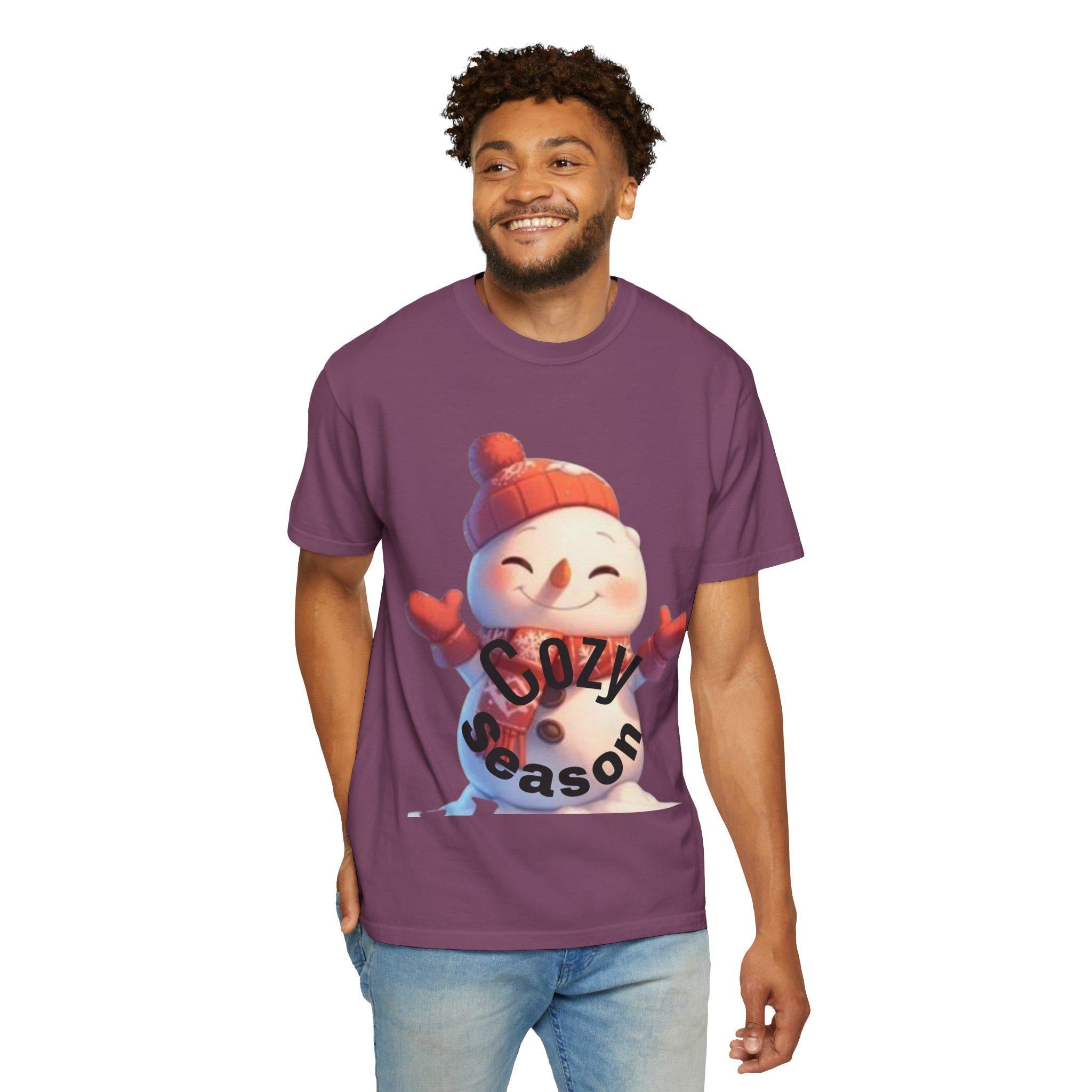 Cozy Season Snowman T-Shirt | Hand-Drawn Winter Graphic Tee