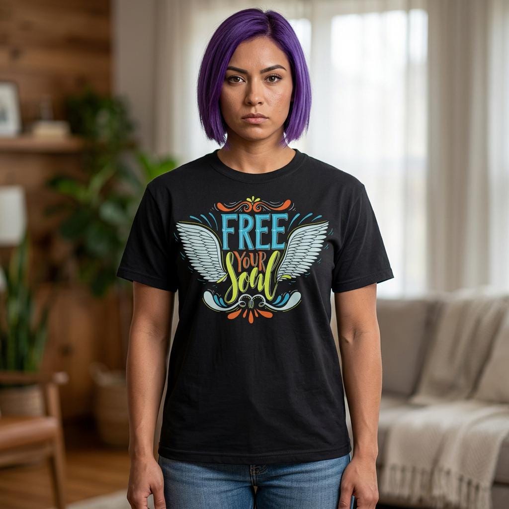Free Your Soul Shirt | Angel Wings Graphic Tee | Inspirational Quote Gift