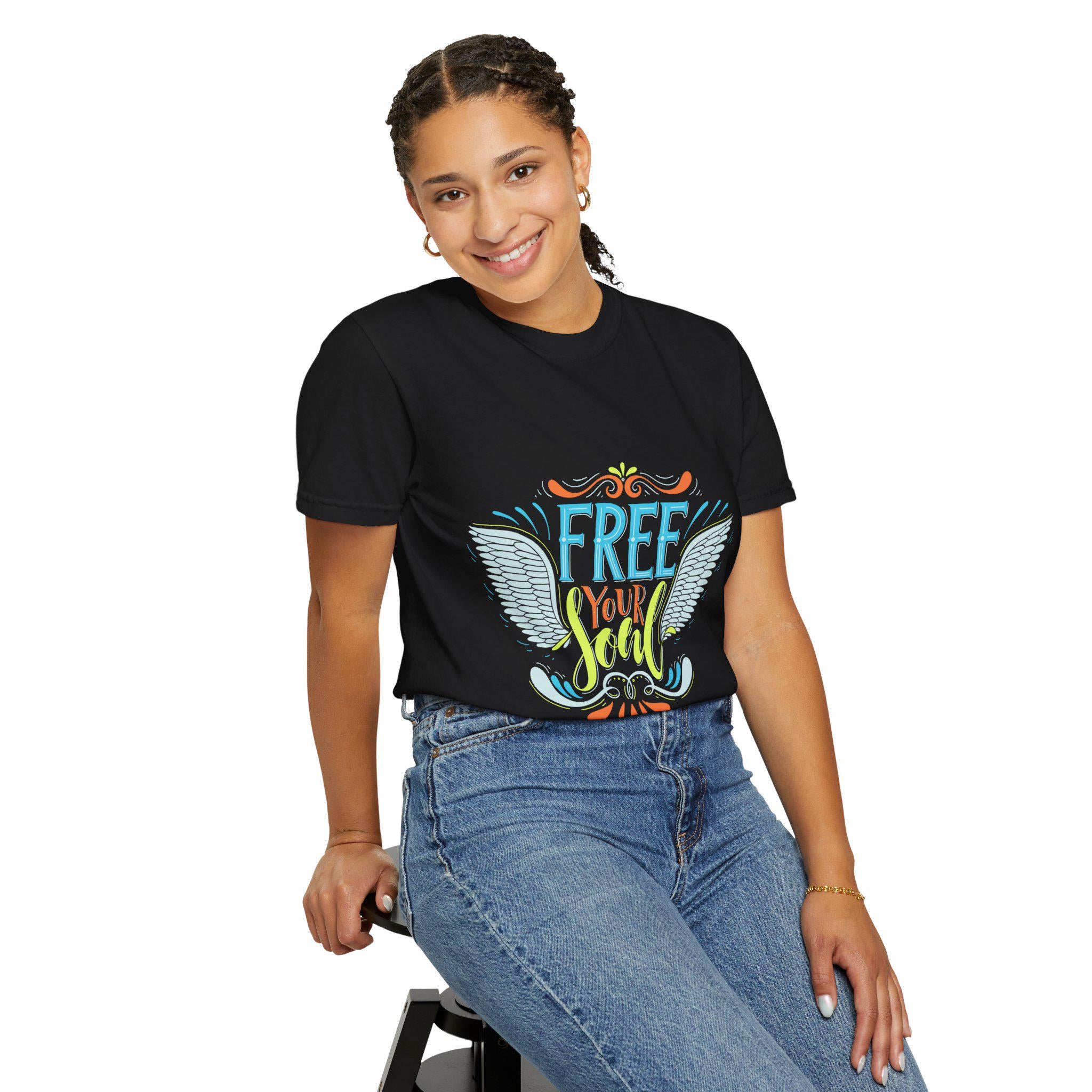 Free Your Soul Shirt | Angel Wings Graphic Tee | Inspirational Quote Gift
