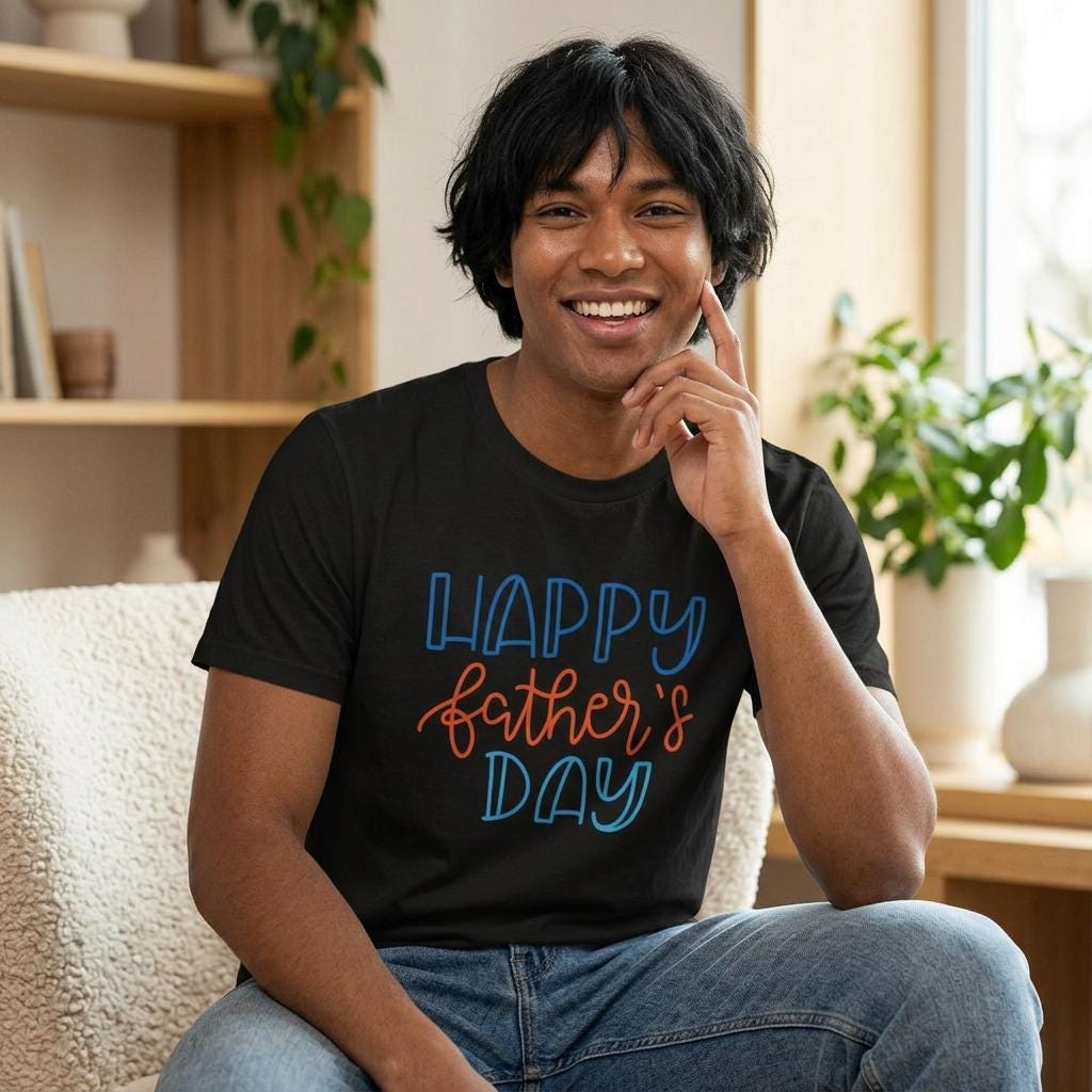 Happy Father's Day Dad T-Shirt | Hand Lettered Graphic Tee for Him