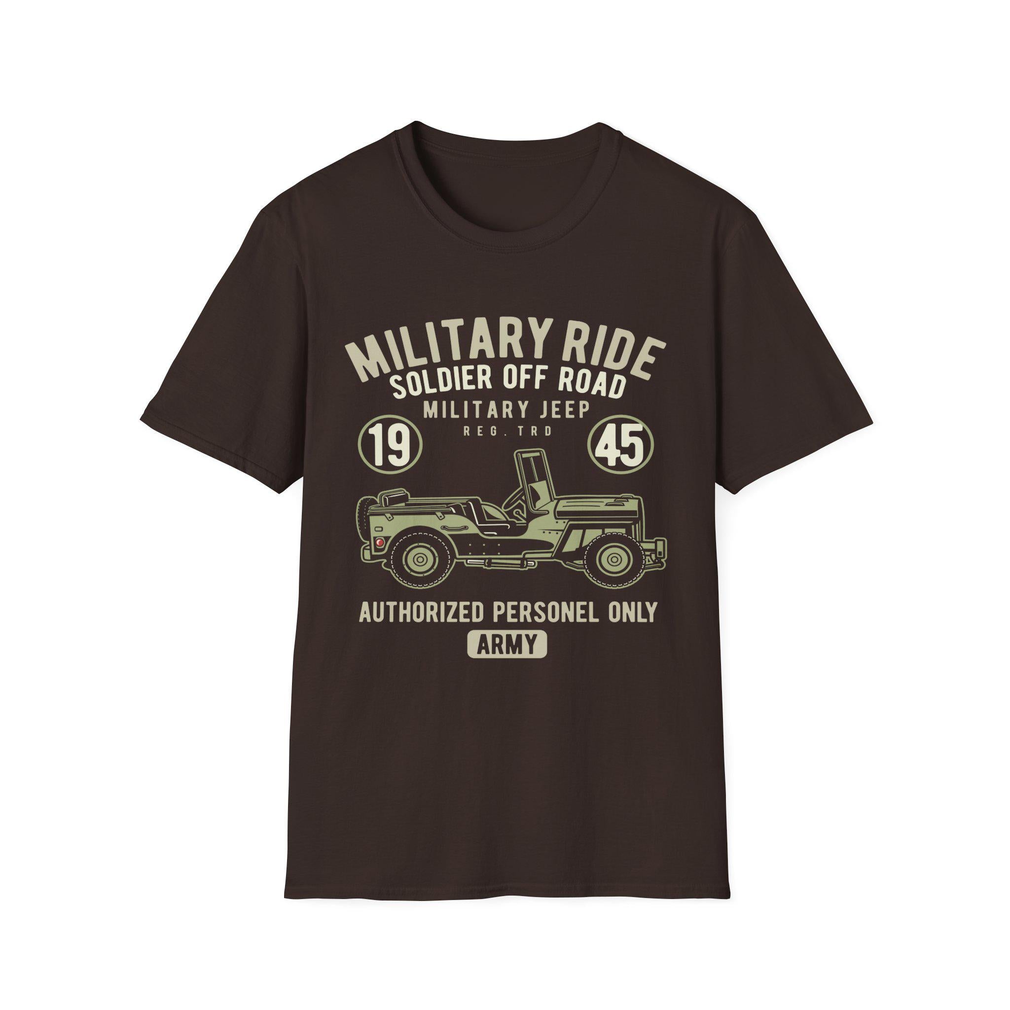 Military Ride Shirt | Vintage Army Jeep Graphic Tee | 1945 Off Road T-Shirt