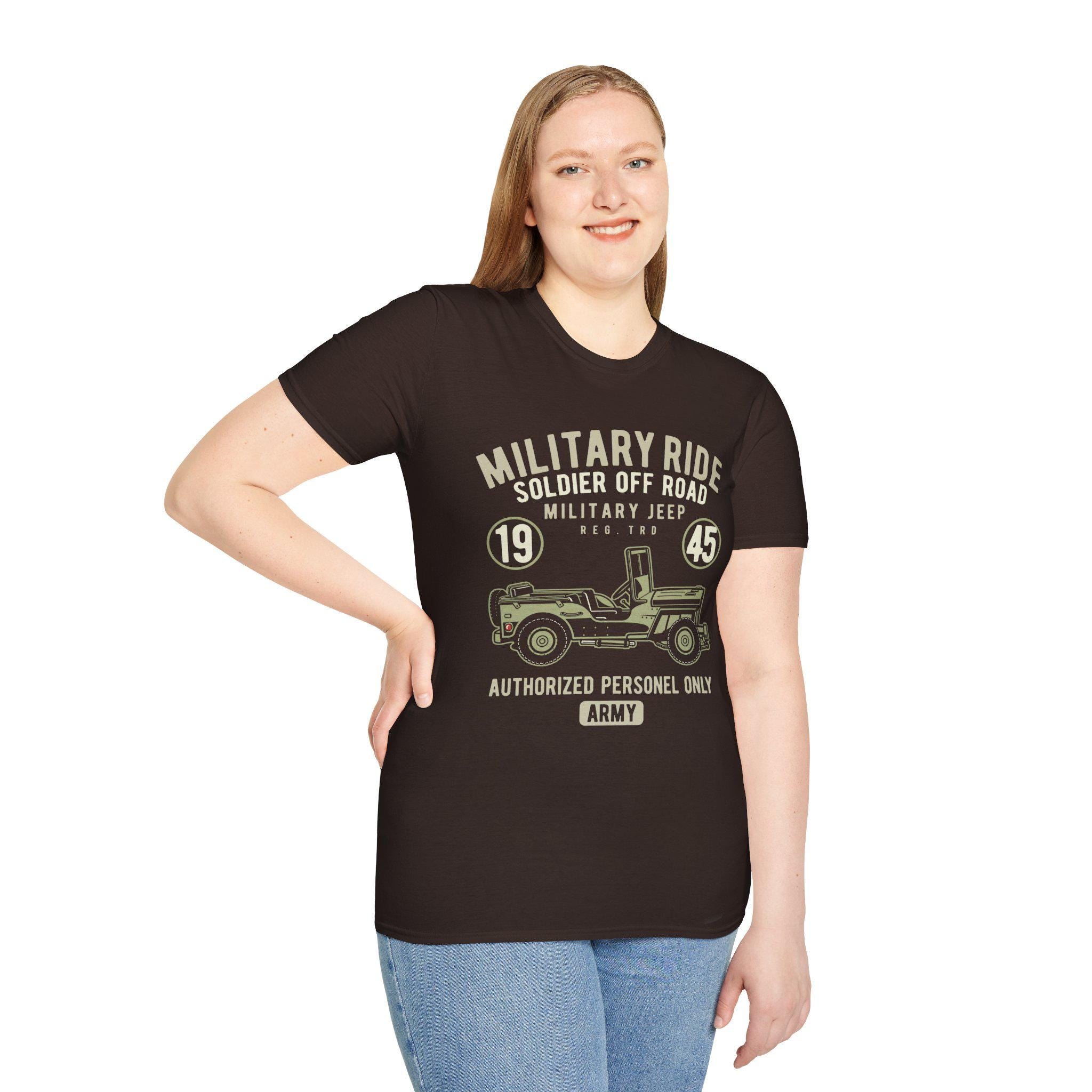 Military Ride Shirt | Vintage Army Jeep Graphic Tee | 1945 Off Road T-Shirt