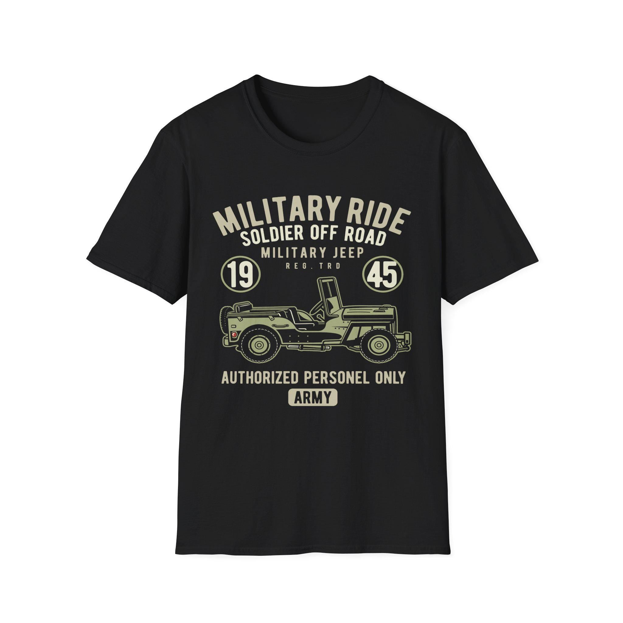 Military Ride Shirt | Vintage Army Jeep Graphic Tee | 1945 Off Road T-Shirt