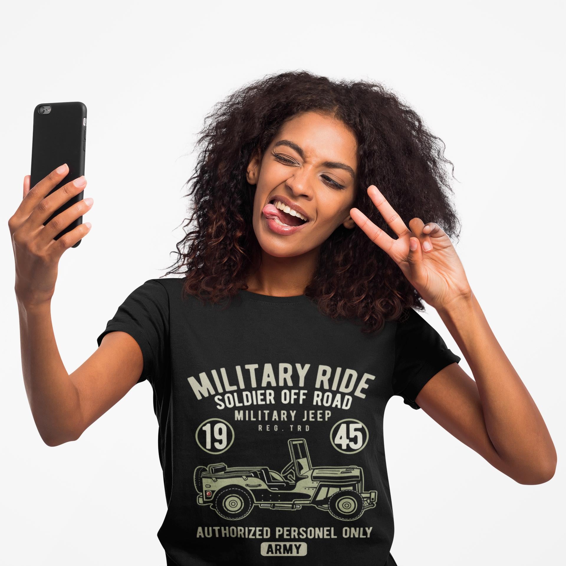 Military Ride Shirt | Vintage Army Jeep Graphic Tee | 1945 Off Road T-Shirt