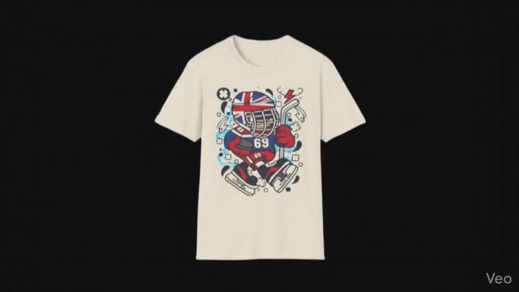 British Hockey Player T-Shirt | Union Jack Ice Hockey Graphic Tee | Sports Fan Gift Shirt