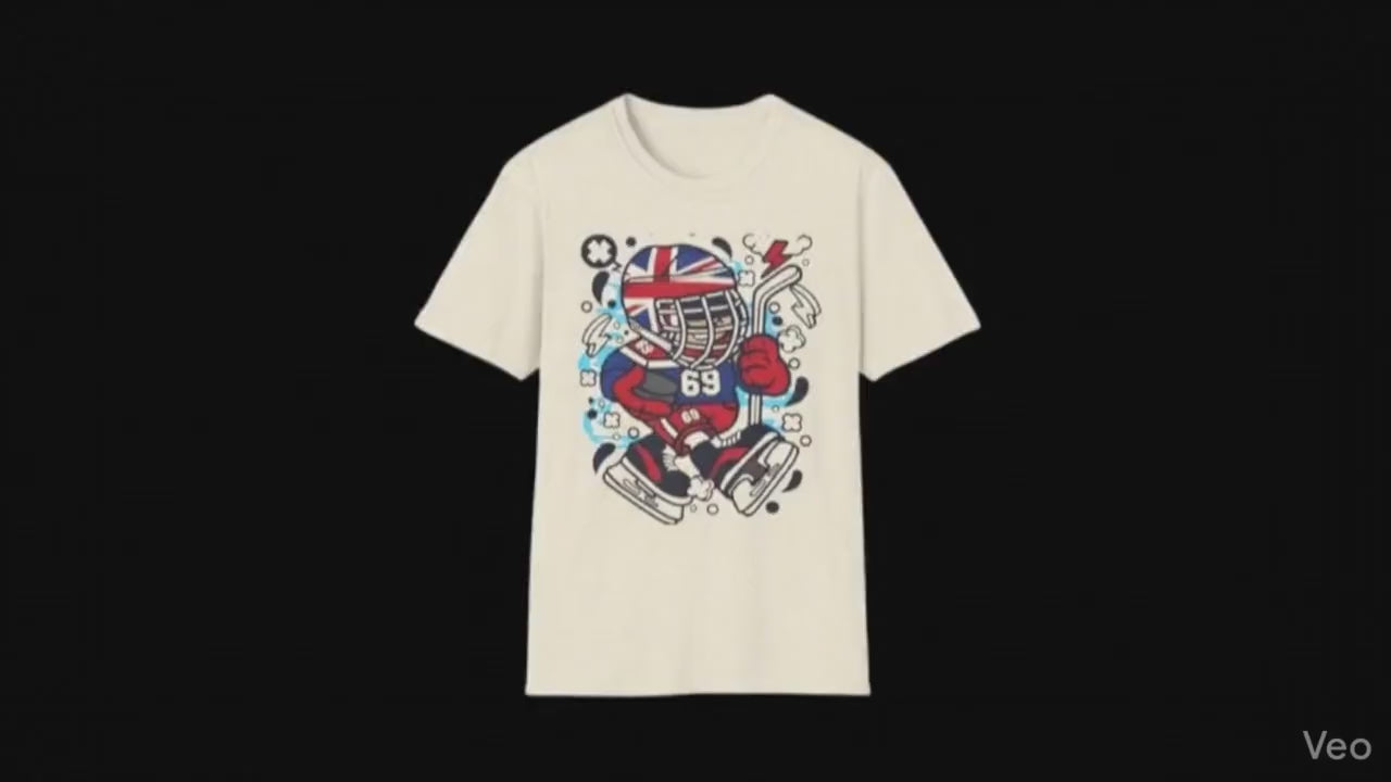 British Hockey Player T-Shirt | Union Jack Ice Hockey Graphic Tee | Sports Fan Gift Shirt