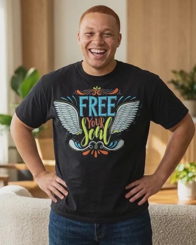 Free Your Soul Shirt | Angel Wings Graphic Tee | Inspirational Quote Gift