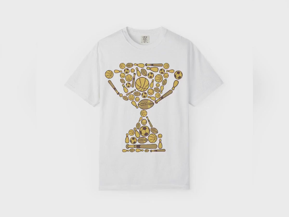 Sports Lover Graphic T-Shirt | Multi-Sport Hourglass Tee | Athletic Icons Unisex Shirt | Sports Fan Gift