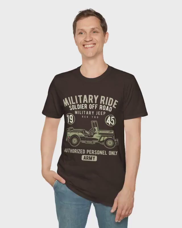 Military Ride Shirt | Vintage Army Jeep Graphic Tee | 1945 Off Road T-Shirt