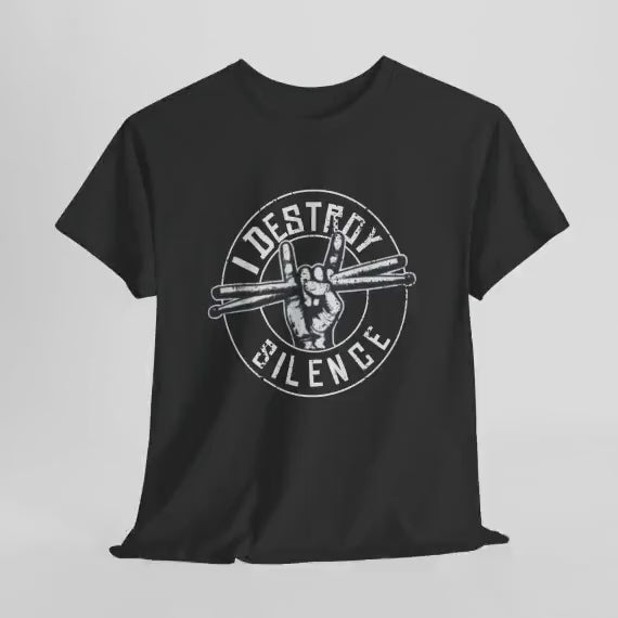 I Destroy Silence Drummer T-Shirt | Vintage Drumsticks Graphic Tee | Drummer Gift Musician Shirt
